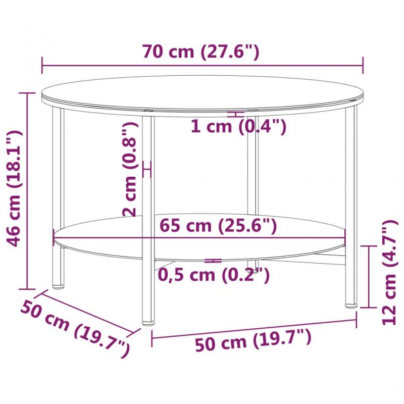 Soffbord hrdat glas svart och transparent 70 cm , hemmetshjarta.se