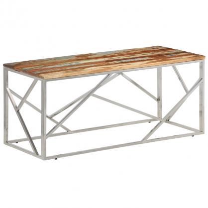 Soffbord rostfritt stl silver och massivt tervunnet tr 110x45x45 cm , hemmetshjarta.se