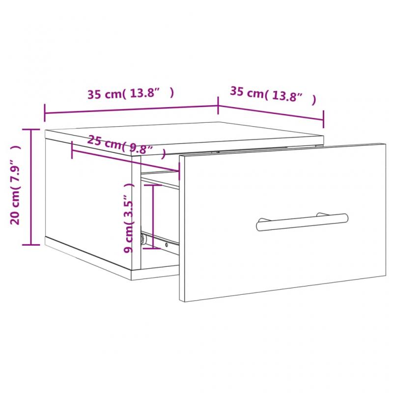 Vggmonterad sngbord betonggr 35x35x20 cm , hemmetshjarta.se