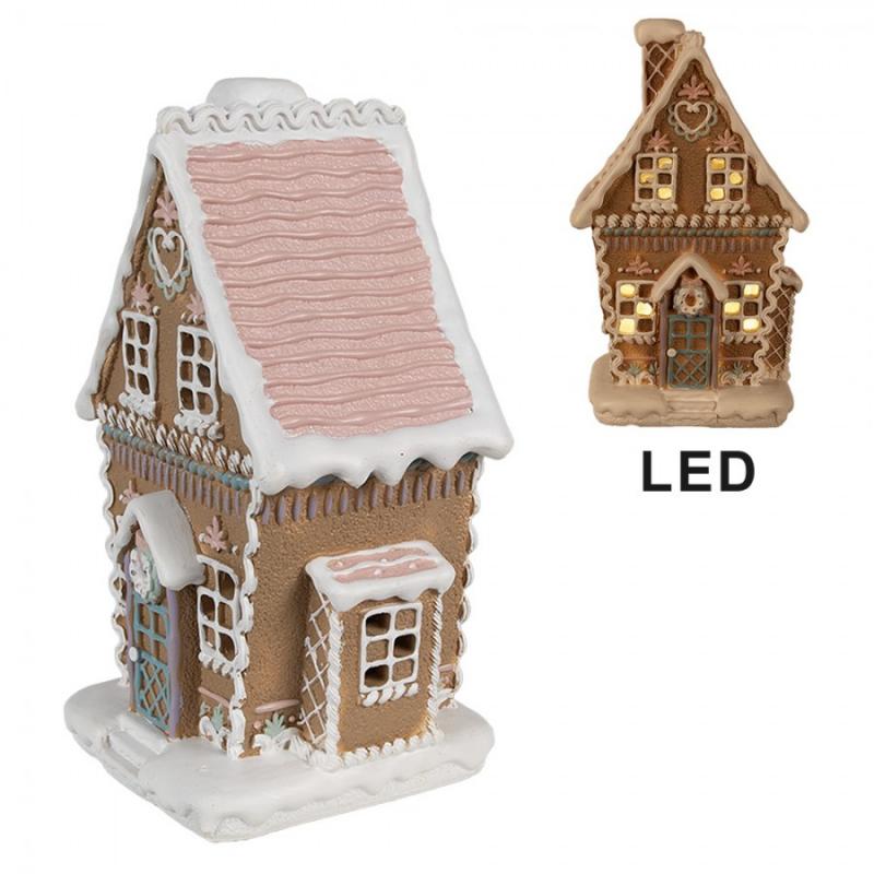 Juldekoration Pepparkakshus LED 13x10x21 Cm Brunt polyresin , hemmetshjarta.se