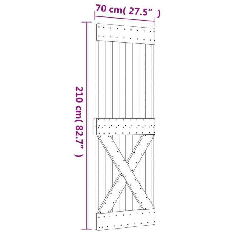 Skjutdrr med beslag 070x210 cm massiv furu svart , hemmetshjarta.se