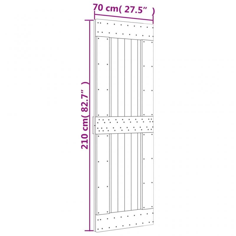 Skjutdrr med beslag 070x210 cm massiv furu svart , hemmetshjarta.se