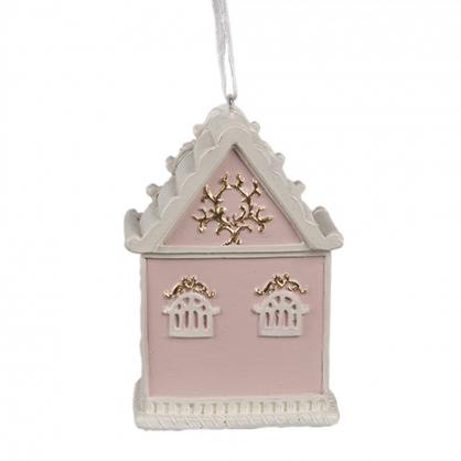 Julgranspynt Pepparkakshus 6x4x9 cm Rosa 2-pack , hemmetshjarta.se