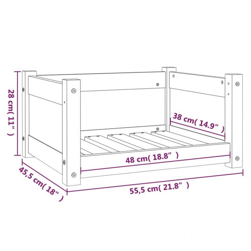 Hundbdd 55,5x45,5x28 svart massiv furu , hemmetshjarta.se