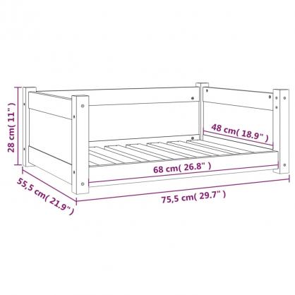 Hundbdd 75,5x55,5x28 cm vit massiv furu , hemmetshjarta.se