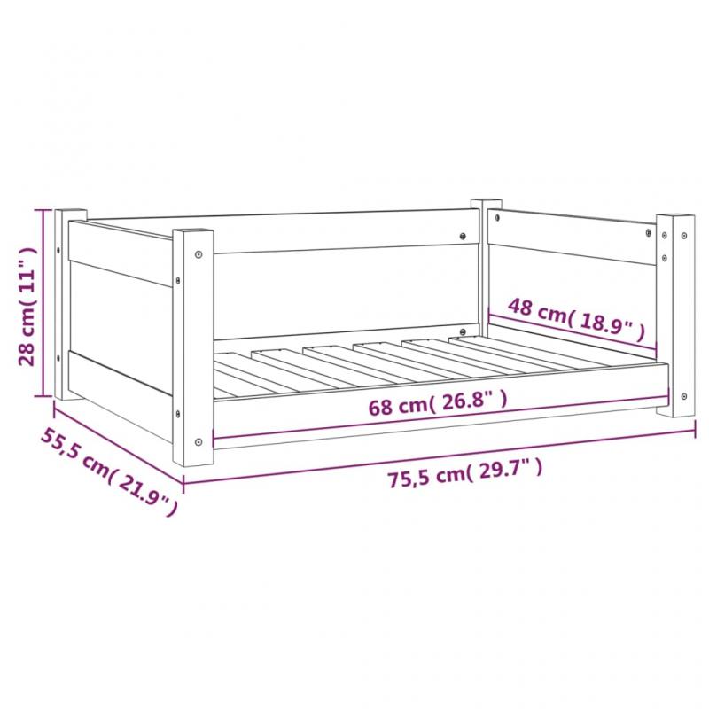 Hundbdd 75,5x55,5x28 cm vit massiv furu , hemmetshjarta.se