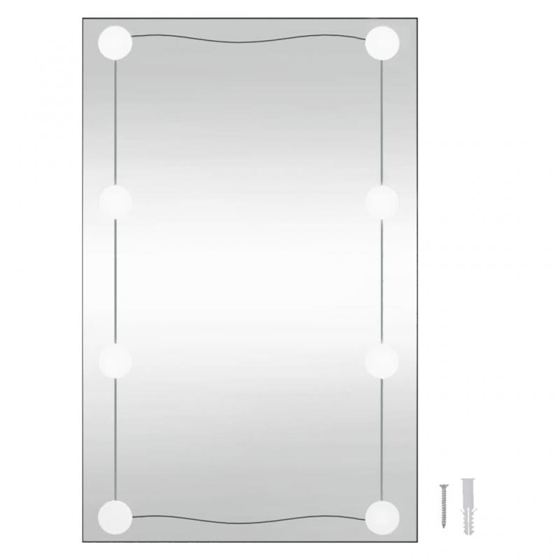 Vggspegel med LED-belysning 40x60 cm glas rektangulr , hemmetshjarta.se