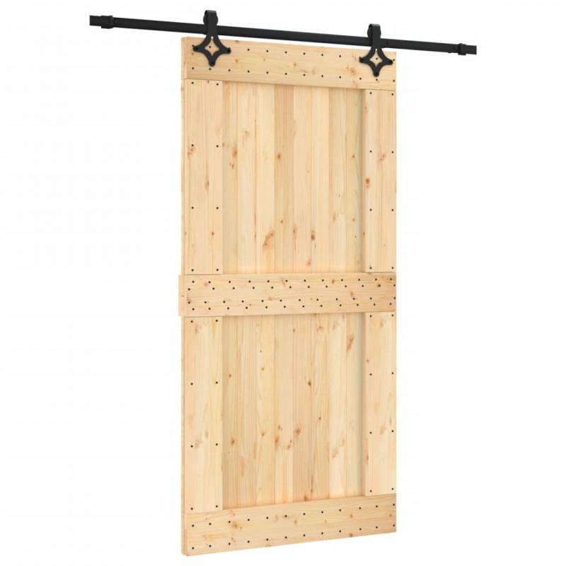 Skjutdrr med beslag 100x210 cm massiv furu svart , hemmetshjarta.se