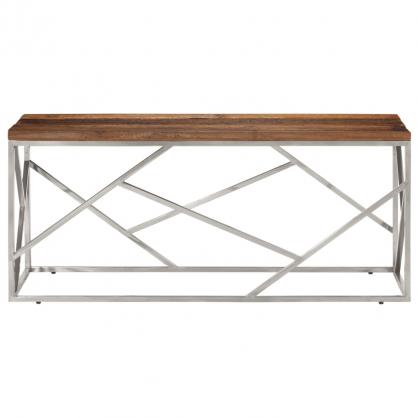 Soffbord rostfritt stl silver och massivt tr 110x45x45 cm , hemmetshjarta.se