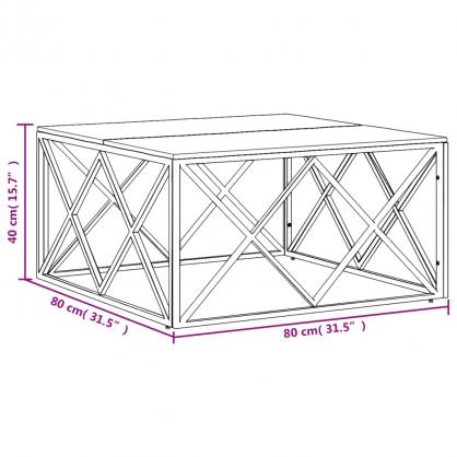 Soffbord rostfritt stl silver och massivt tervunnet tr 80x80x40 cm , hemmetshjarta.se