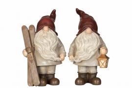 A Lot Decoration - Juldekoration Tomte Skidor/Lykta Mix Poly 2-pack , hemmetshjarta.se