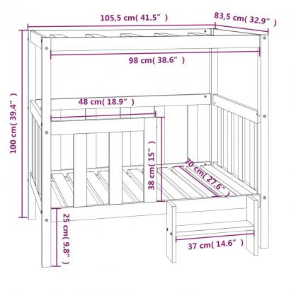 Hundbdd 105,5x83,5x100 cm honungsbrun massiv furu , hemmetshjarta.se