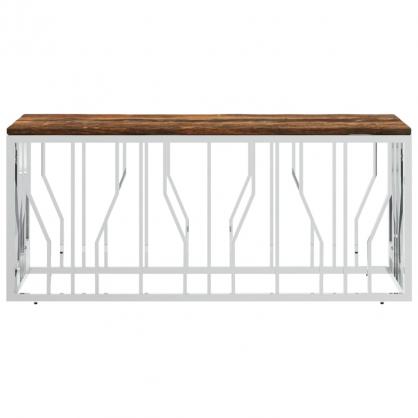 Soffbord rostfritt stl silver och massivt tervunnet tr 110x45x45 cm , hemmetshjarta.se