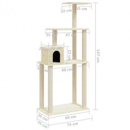 Kattmbel Klstrd med sisalpelare grddvit 147 cm , hemmetshjarta.se