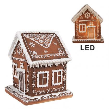 Juldekoration Inomhus Hus med LED Brun 13x13x15 cm / 3xAAA , hemmetshjarta.se