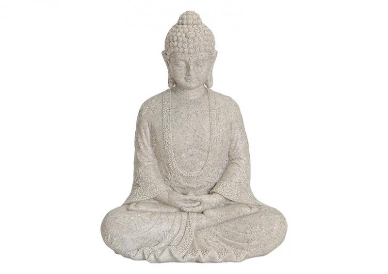 Dekoration Figur Buddha beige sittande polyresin (B/H/D) 19x23x13 cm , hemmetshjarta.se