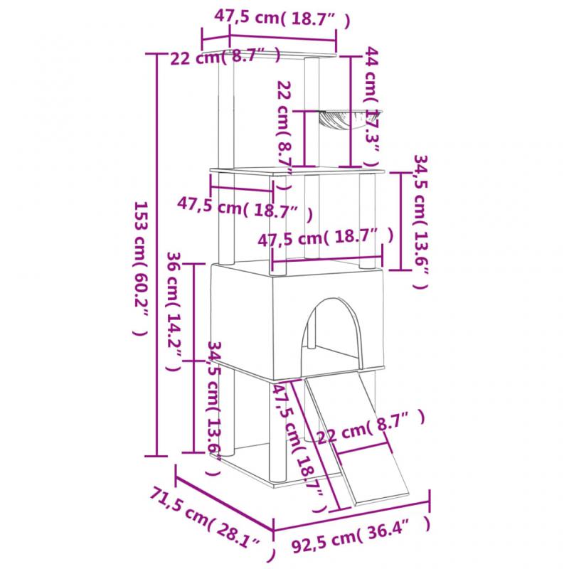 Kattmbel Klstrd med sisalpelare mrkgr 153 cm , hemmetshjarta.se