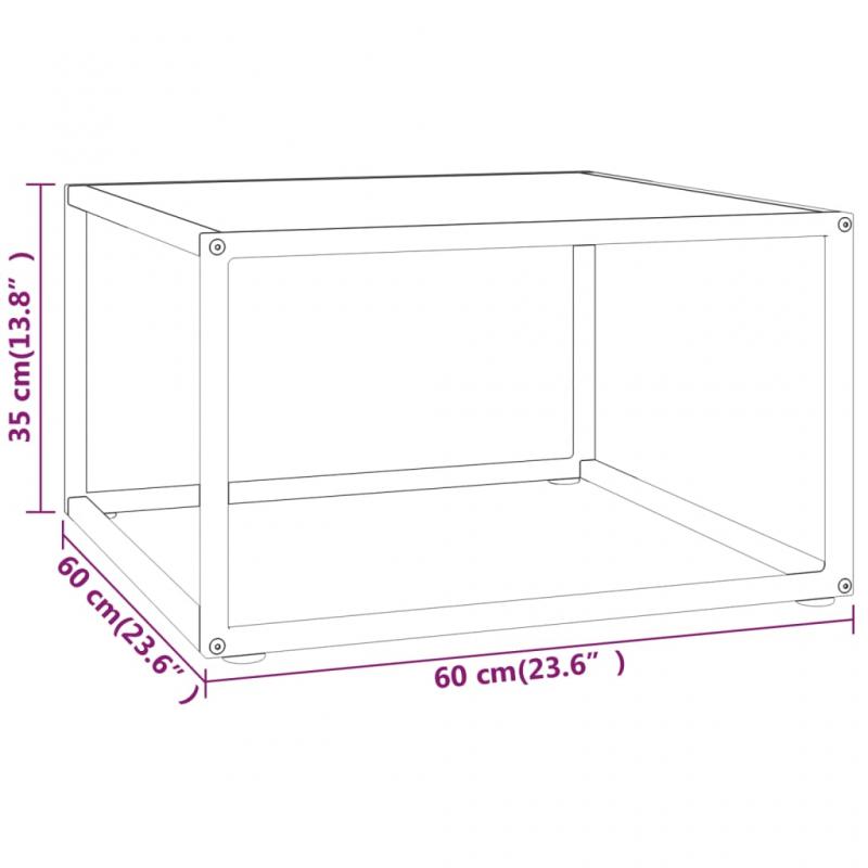 Soffbord hrdat glas svart vit marmor glas 60x60x35 cm , hemmetshjarta.se