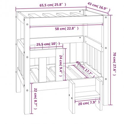 Hundbdd 65,5x43x70 cm gr massiv furu , hemmetshjarta.se