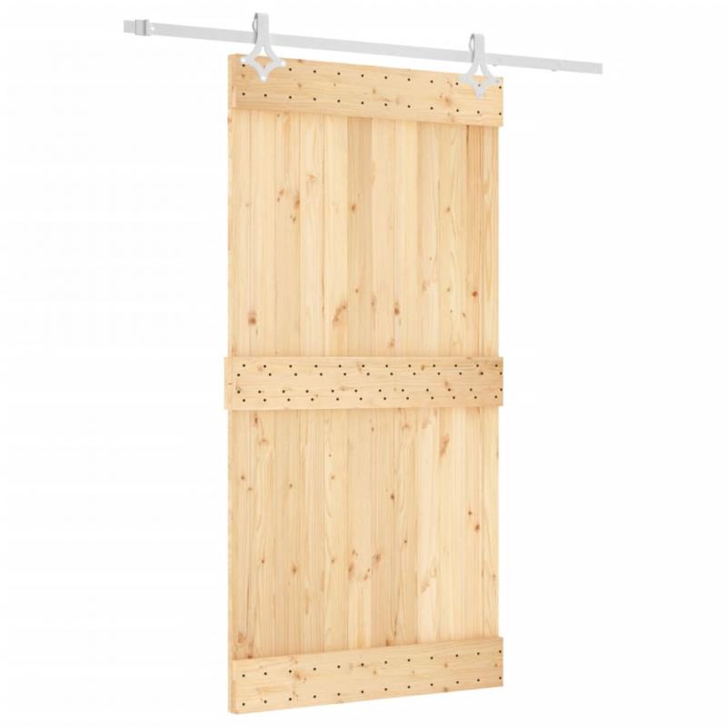 Skjutdrr med beslag 100x210 cm massiv furu vit , hemmetshjarta.se