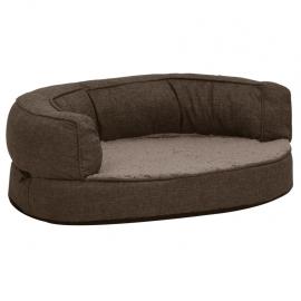 Ergonomisk hundbädd hundmadrass 60x42 cm linnelook fleece brun , hemmetshjarta.se