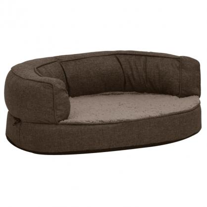 Ergonomisk hundbdd hundmadrass 60x42 cm linnelook fleece brun , hemmetshjarta.se