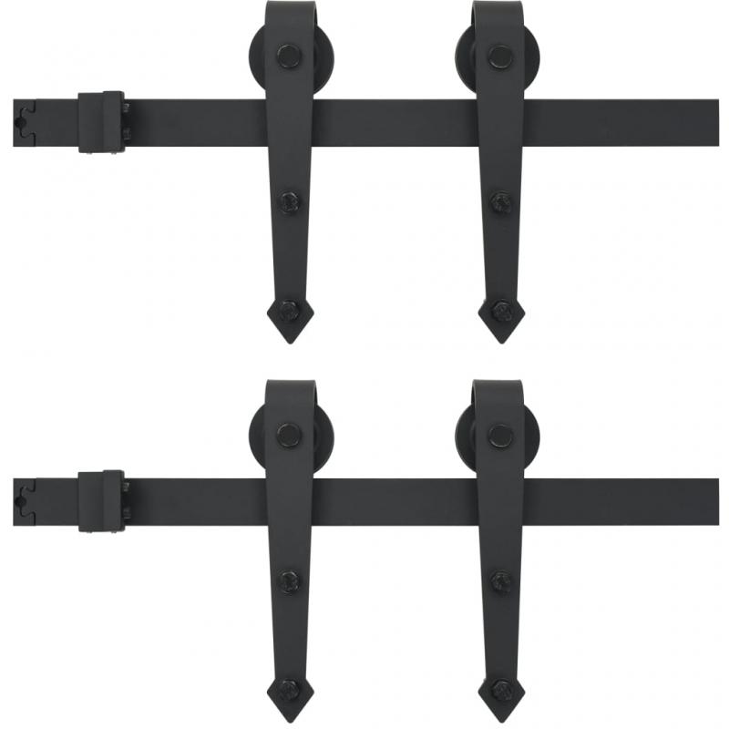 Skjutdrrsbeslag 2x183 cm stl svart , hemmetshjarta.se