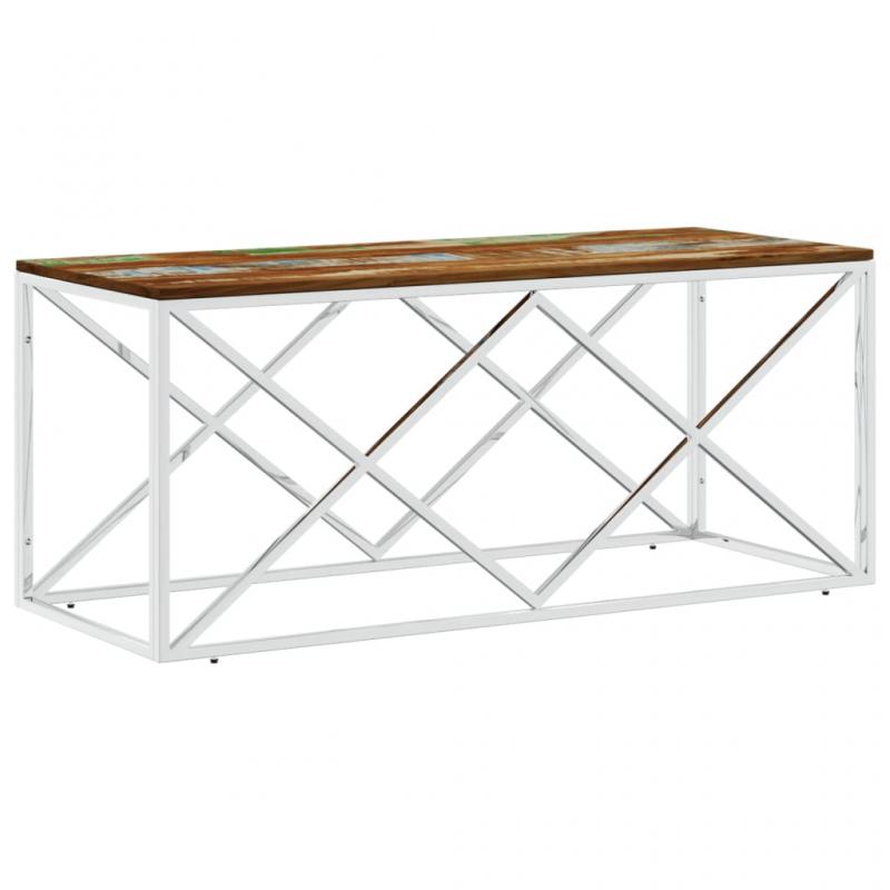 Soffbord rostfritt stl silver och massivt tervunnet tr 110x45x45 cm , hemmetshjarta.se