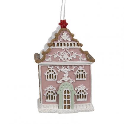 Julgranspynt 2-pack Pepparkakshus 6x4x9 cm Rosa , hemmetshjarta.se