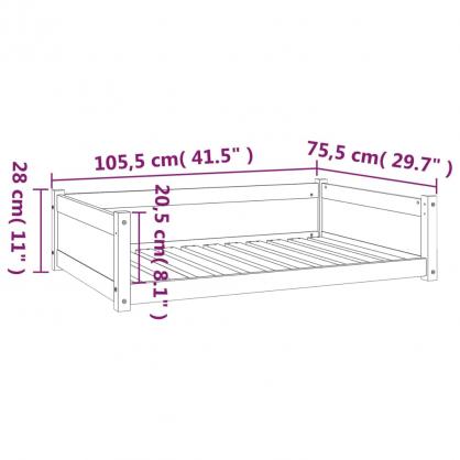 Hundbdd 105,5x75,5x28 cm vit massiv furu , hemmetshjarta.se