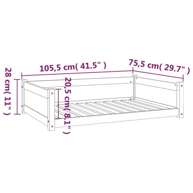 Hundbdd 105,5x75,5x28 cm vit massiv furu , hemmetshjarta.se