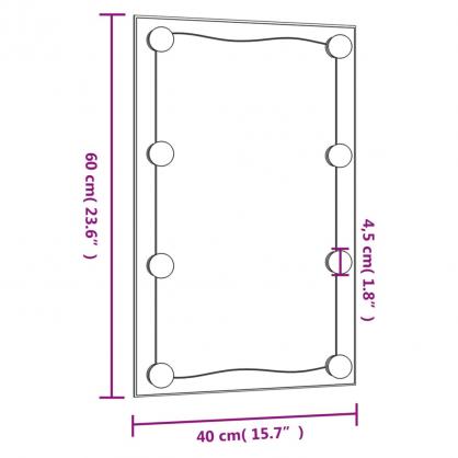 Vggspegel med LED-belysning 40x60 cm glas rektangulr , hemmetshjarta.se