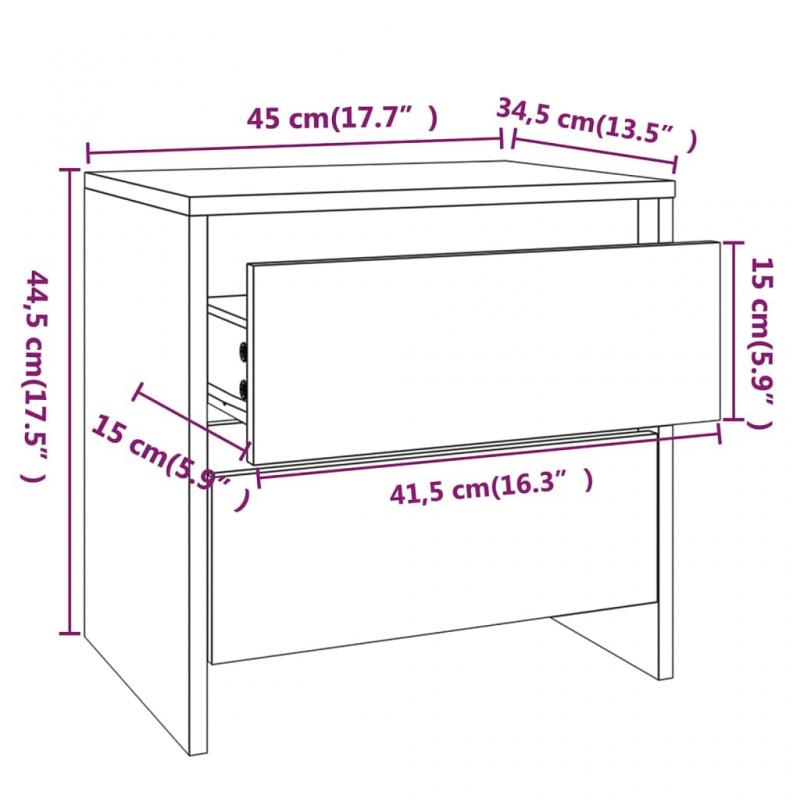 Sngbord Nattduksbord sonoma ek 45x34,5x44,5 cm , hemmetshjarta.se