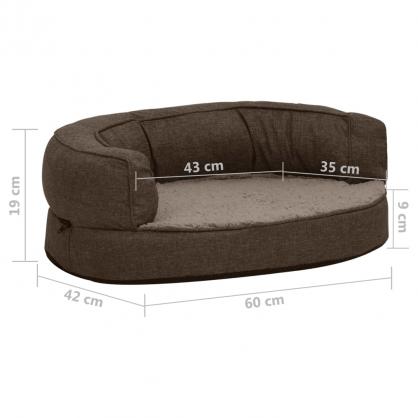 Ergonomisk hundbdd hundmadrass 60x42 cm linnelook fleece brun , hemmetshjarta.se