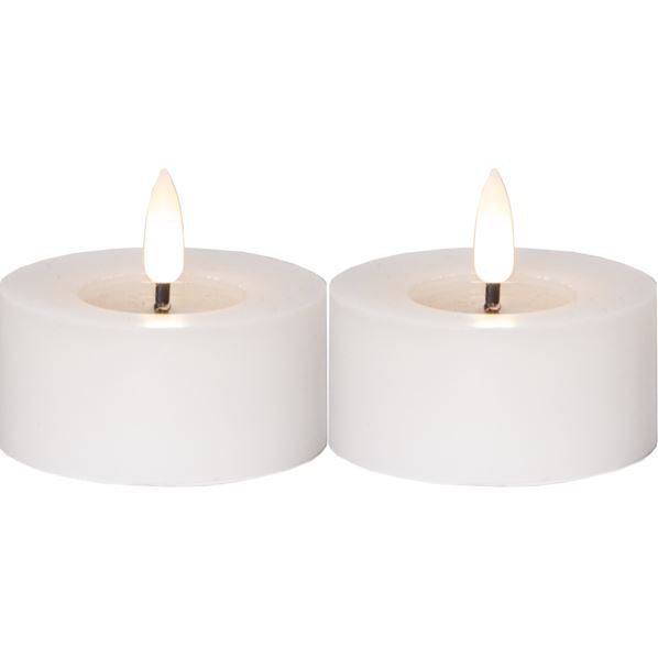 LED Värmeljus 2-pack Flamme Flow 7x5,5cm Vit
