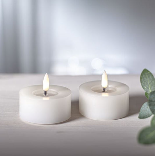 LED Värmeljus 2-pack Flamme Flow 7x5,5cm Vit