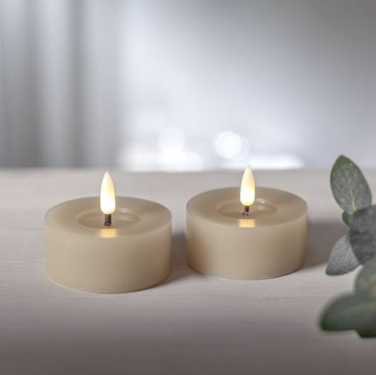 LED Värmeljus 2-pack Flamme Flow 7x5,5cm Beige