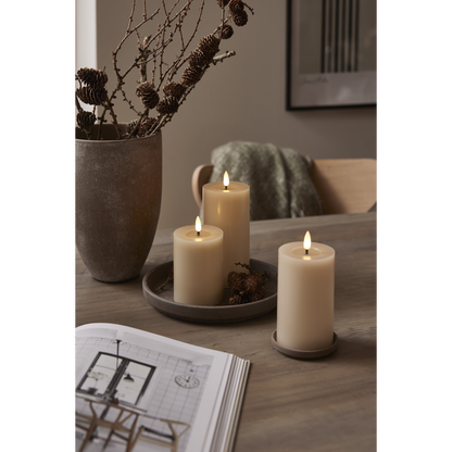 LED Blockljus Flamme Flow Beige 17,5 cm