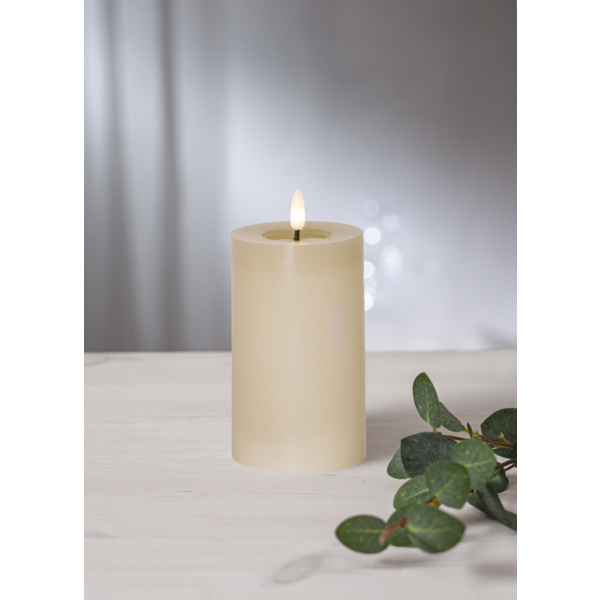 LED Blockljus Flamme Flow Beige 15 cm