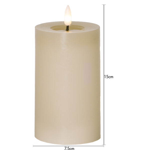 LED Blockljus Flamme Flow Beige 15 cm