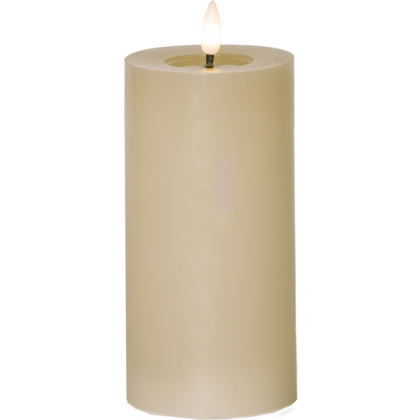 LED Blockljus Flamme Flow Beige 17,5 cm