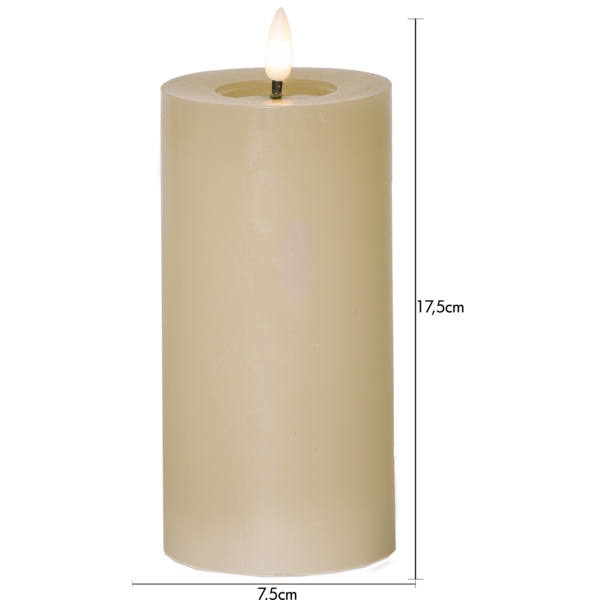 LED Blockljus Flamme Flow Beige 17,5 cm
