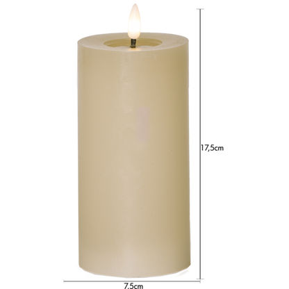 LED Blockljus Flamme Flow Beige 17,5 cm