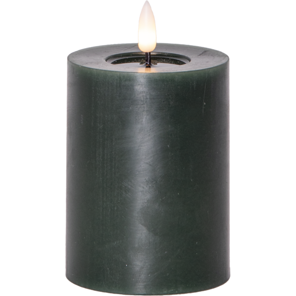 LED Blockljus Flamme Flow Grön 12,5 cm