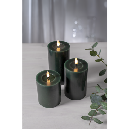 LED Blockljus Flamme Flow Grön 12,5 cm