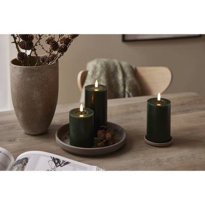 LED Blockljus Flamme Flow Grön 12,5 cm