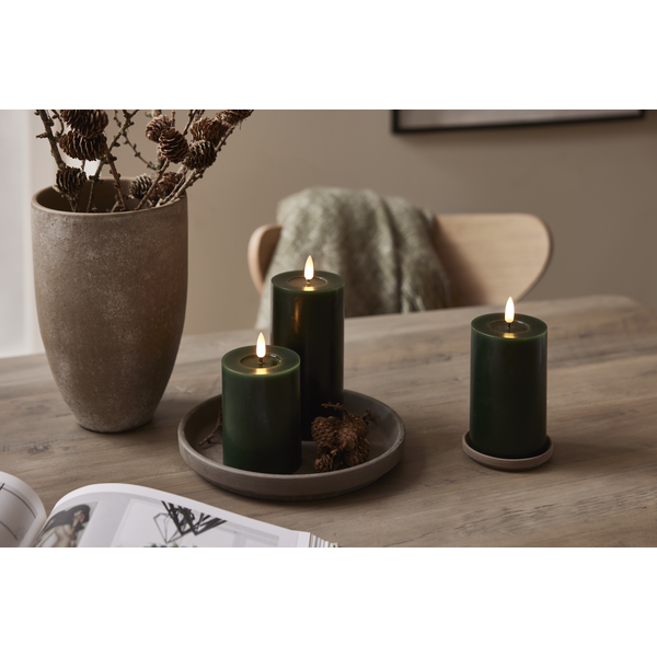 LED Blockljus Flamme Flow Grön 17,5 cm