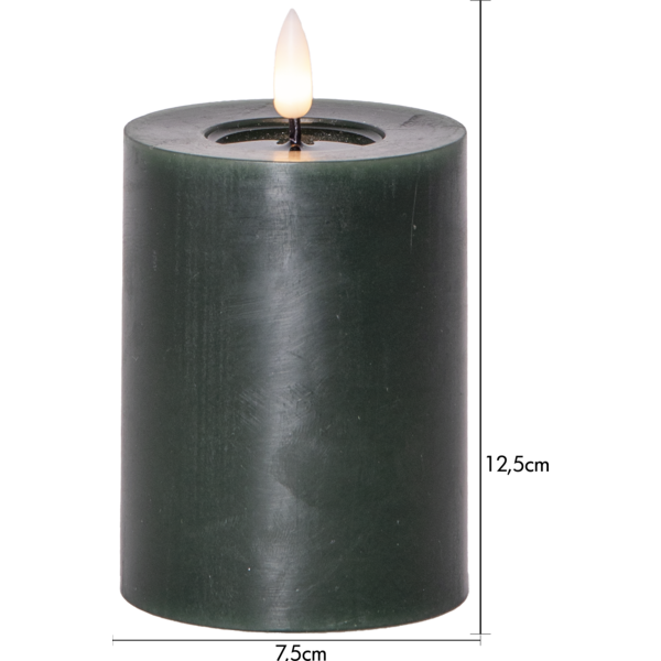 LED Blockljus Flamme Flow Grön 12,5 cm