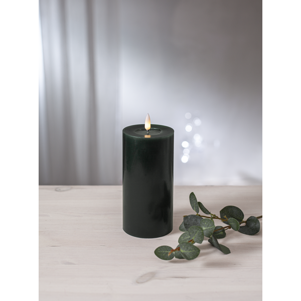 LED Blockljus Flamme Flow Grön 17,5 cm