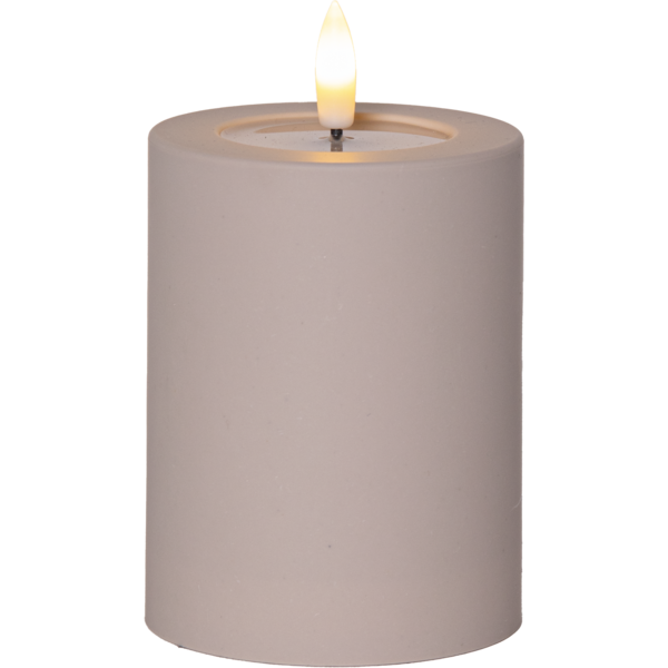 LED Blockljus UTOMHUS Flamme Soft Beige 12,5 cm